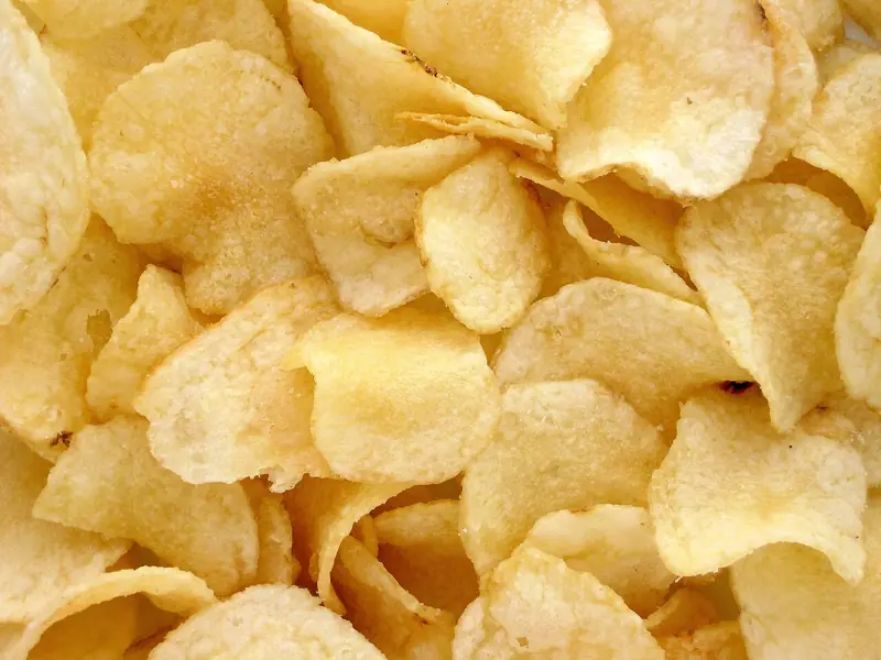 A heap of potato chips